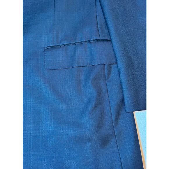 Canali 100% Wool Navy Blazer Sports Coat Plaid Pattern 3 Button Front Size 52R - Picture 3 of 11